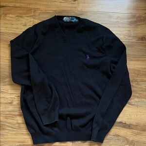 Black 100% cotton polo by Ralph Lauren V-neck sweater